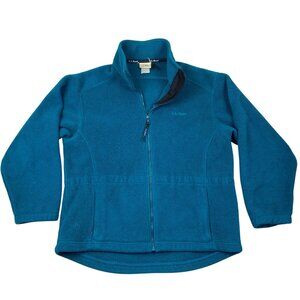 L.L. Bean Mens Fleece Jacket Large Teal Blue Full-Zip Mock Neck Outdoors Classic